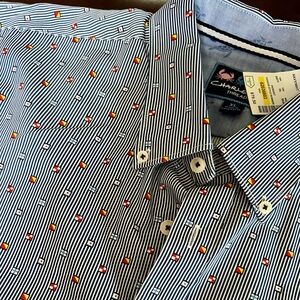 CHARLESTON THREADS Striped Nautical Flag 100% Cotton Button-Down Shirt